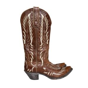 Johnny Ringo Women’s Oklahoma Brown Snip Toe Cowboy Boots Size 6.5 Embroidered